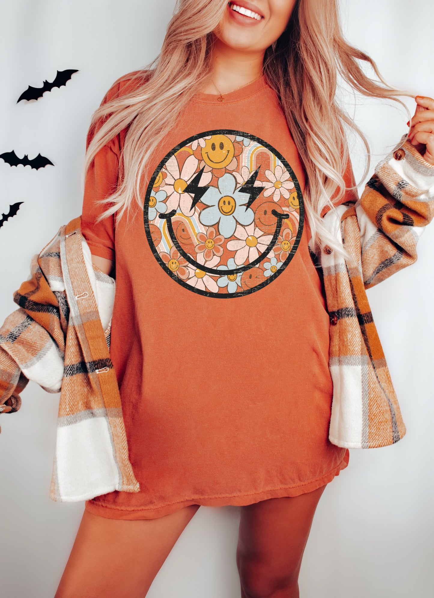 Comfort Colors Or Bella Canvas Retro Daisy Smiley Face Tee/ Quality Retro Tee / Adult Sizes