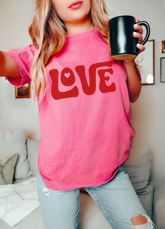 Bella Or Comfort Colors Pink Love Valentines Day Unisex Shirt/ Valentine's Shirt/ Valentines Day Tee