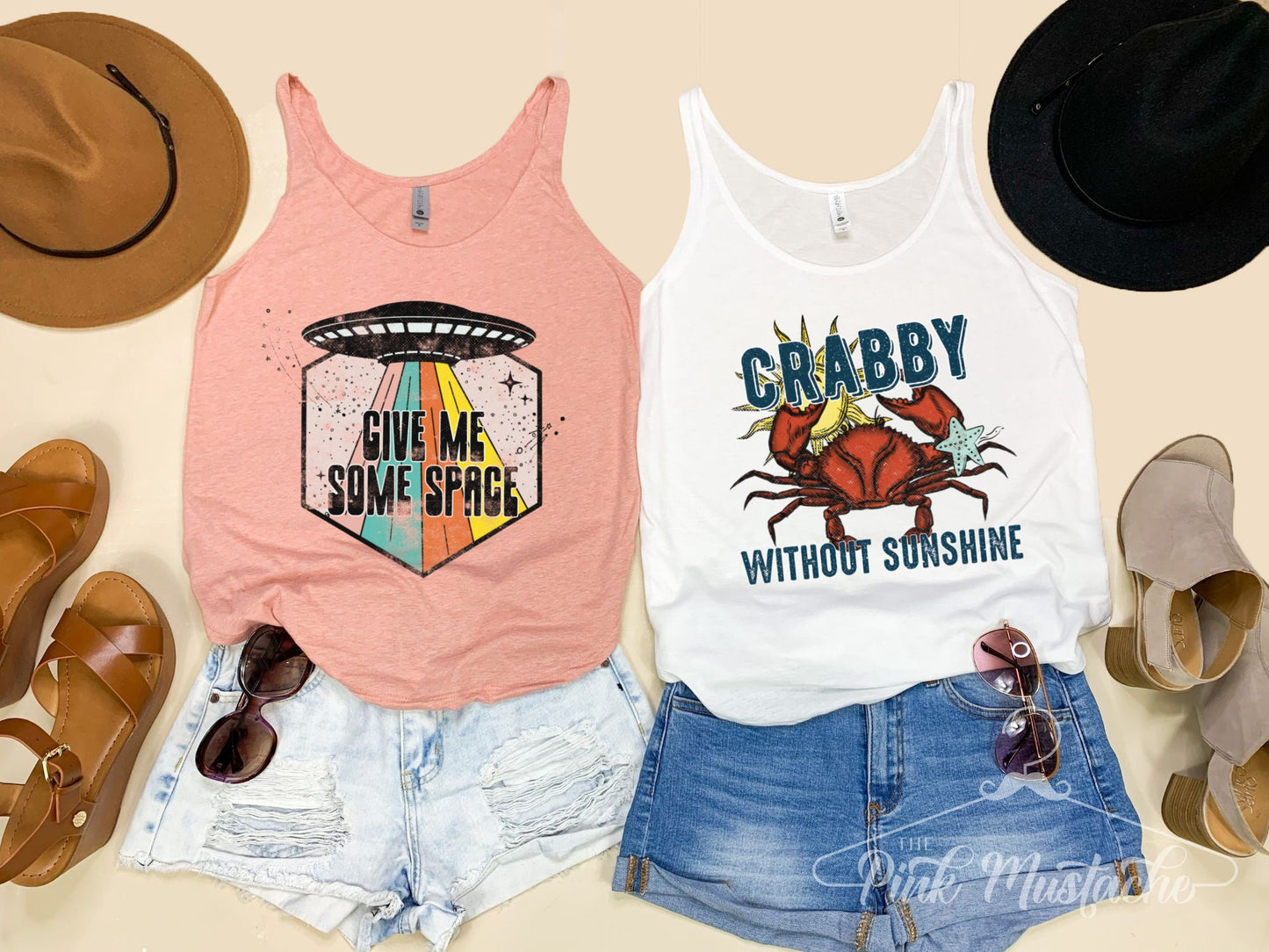 Give Me Some Space Tank/ Crabby Without Sunshine / Summer Tanks / Retro Style Tank