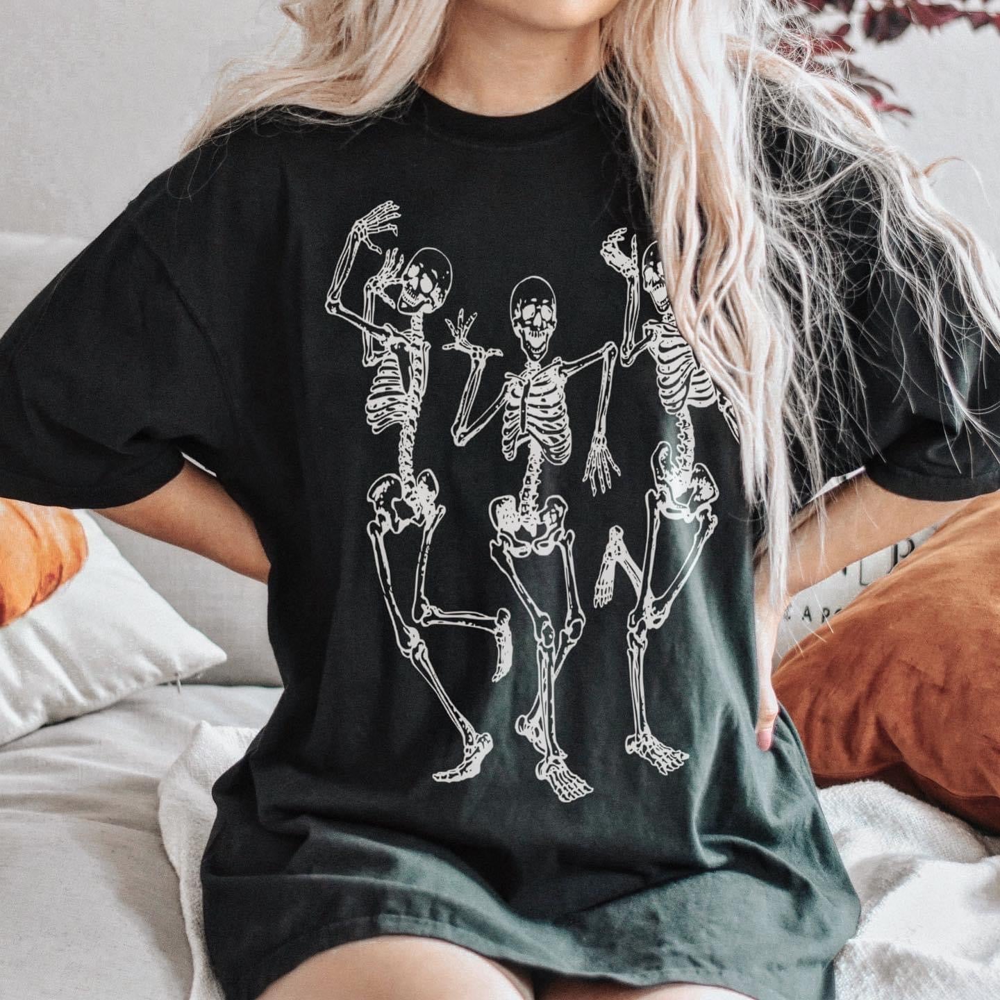 Comfort Colors Dancing Skeletons Halloween Shirt/ Youth and Adult Sizes Available