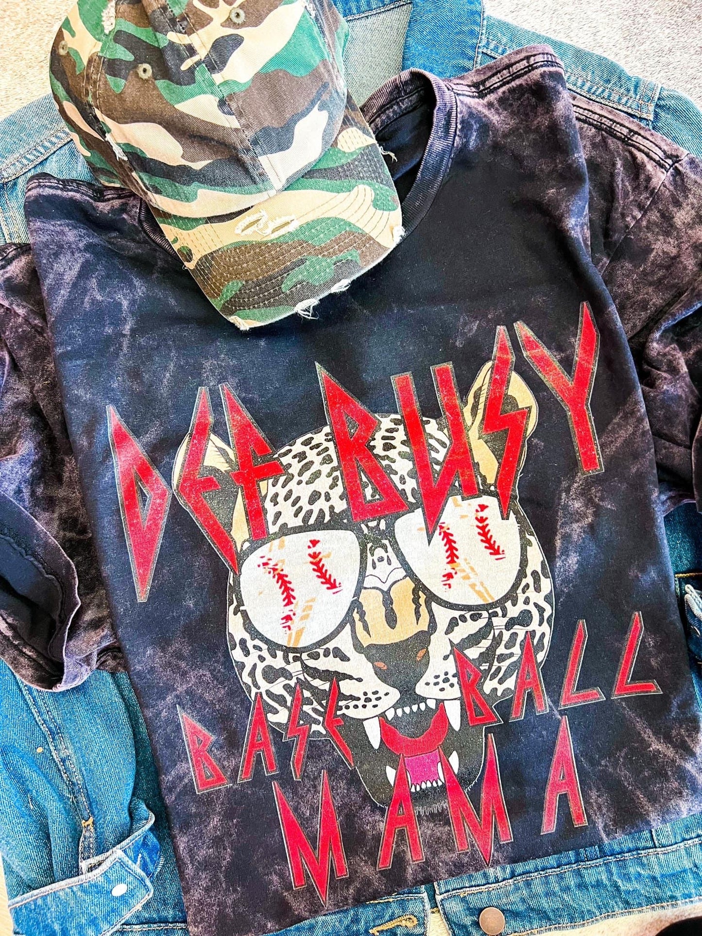 Acid Mineral Wash Def Busy Baseball Mama Tee/ Adult Tees / Vintage Inspired Tee