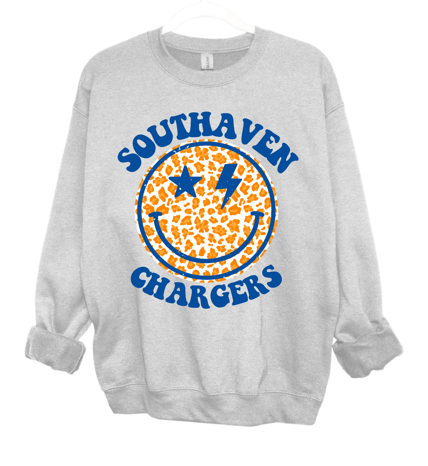 Southaven Chargers Distressed Smiley Unisex Sweatshirt / Toddler, Youth, and Adult Sizes