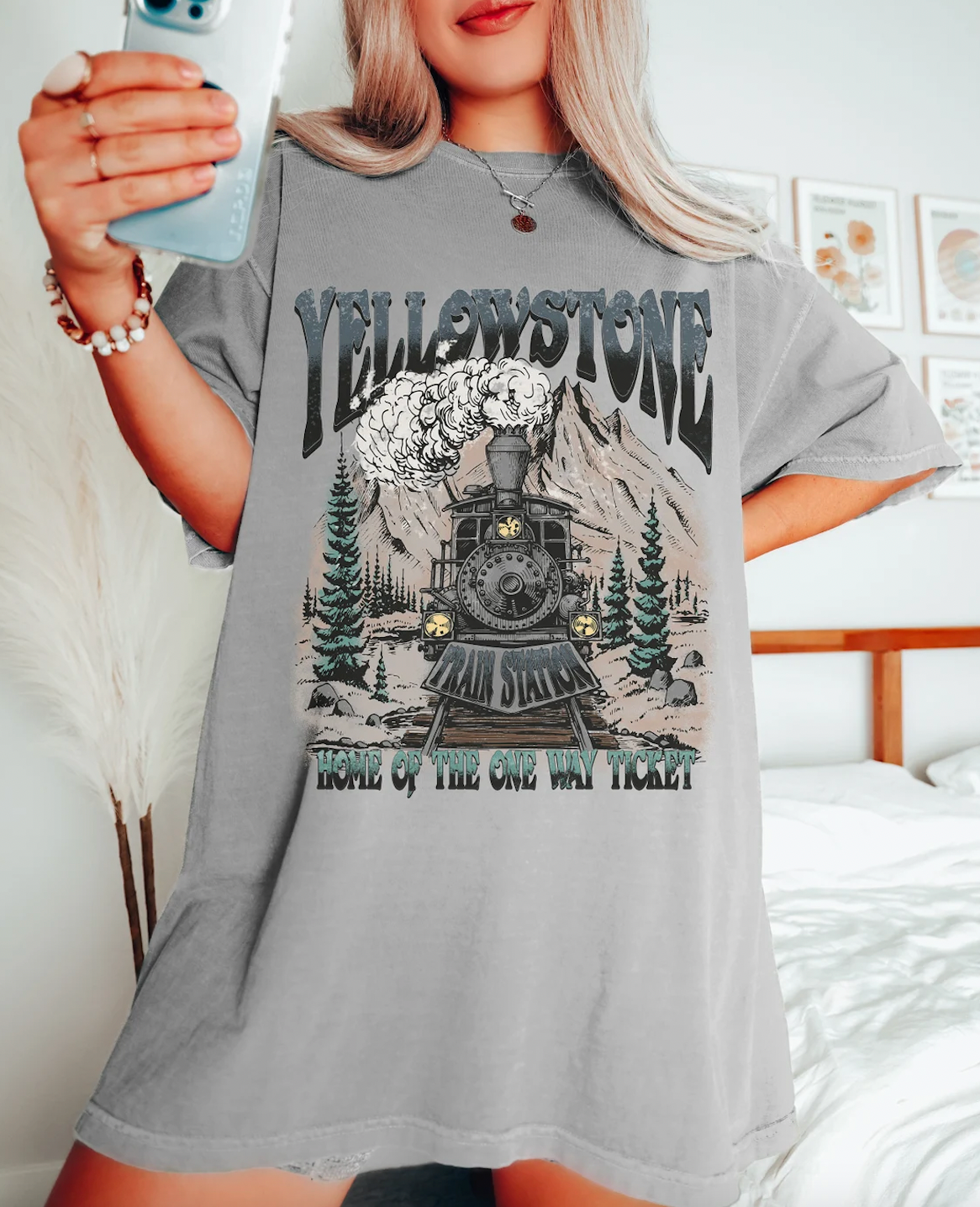 Train Station - One Way Ticket Bella or Comfort Colors Yellowstone Tee