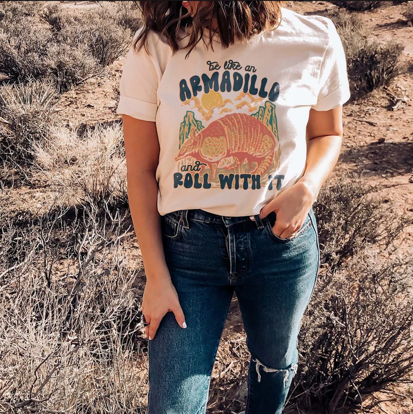 Comfort Colors or Bella Canvas Be Like An Armadillo and Roll With It Shirt