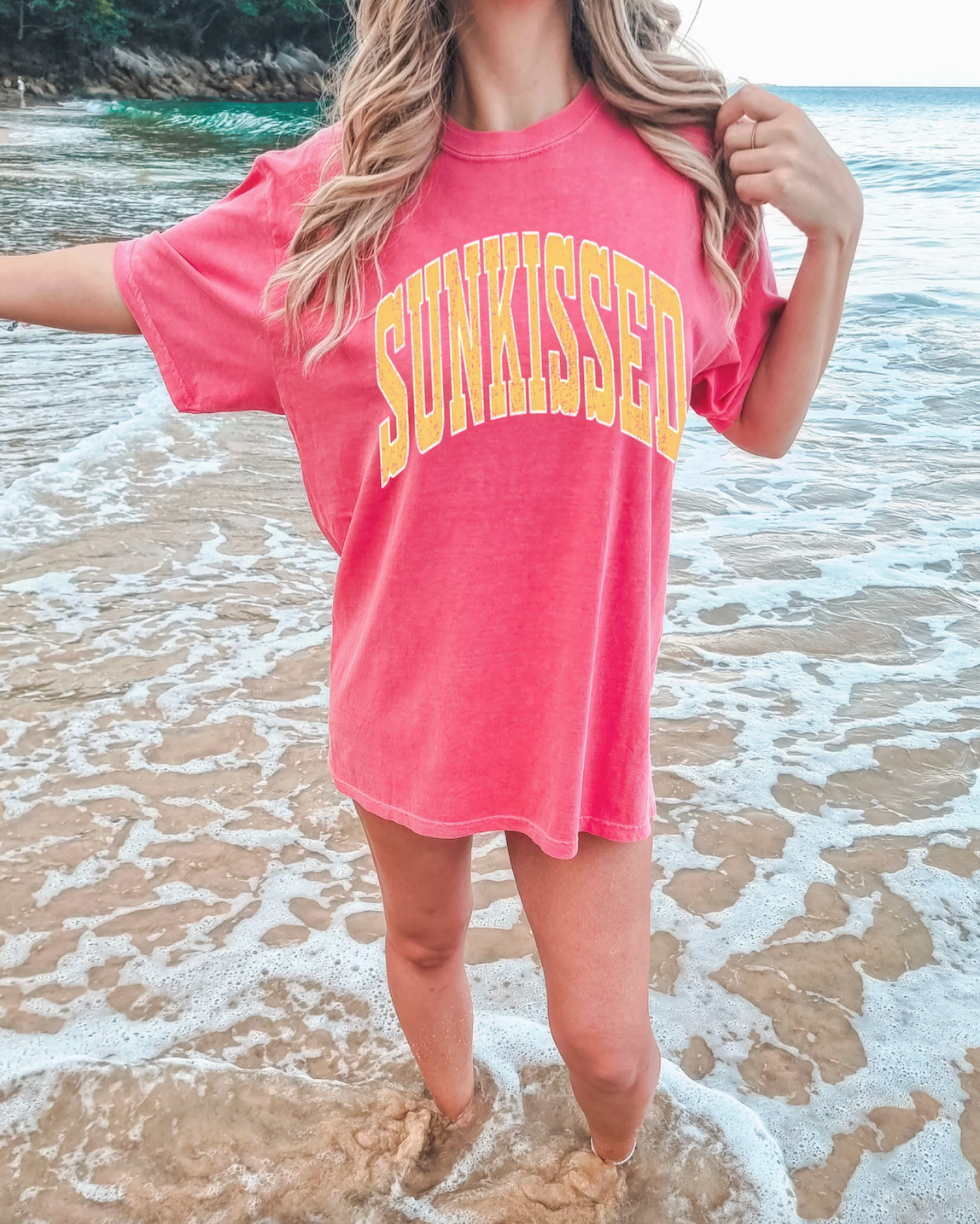 The Pink Mustache Watermelon Comfort Colors Sunkissed Tee/ Summer Vibes Beach Cover Up Vacation Summer Tee Adult S