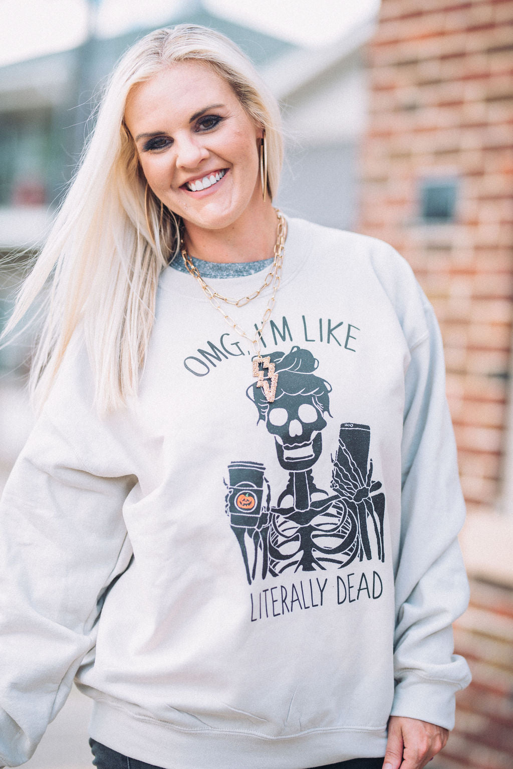 OMG I'm Like Literally Dead Halloween Funny Sweatshirt  - Halloween Shirt/ Halloween Sweatshirt