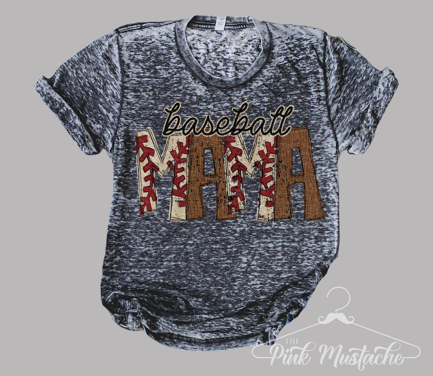 Acid Washed Baseball Mama Tee/ Super Cute Dyed Tees - Unisex Sized/ Baseball Life