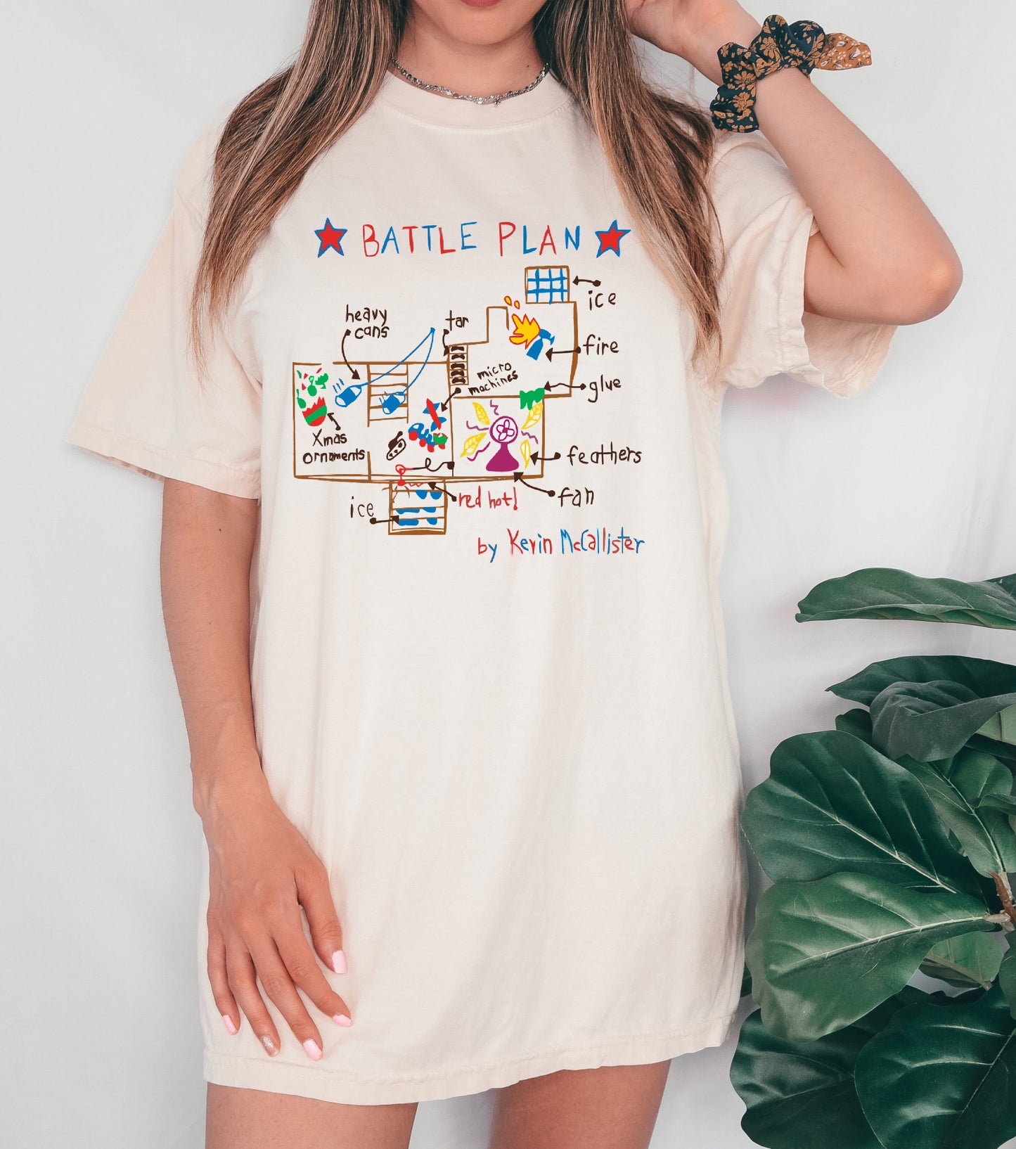 Comfort Colors Battle Plan Christmas Home Security Funny Christmas Tee - Adult Sizes