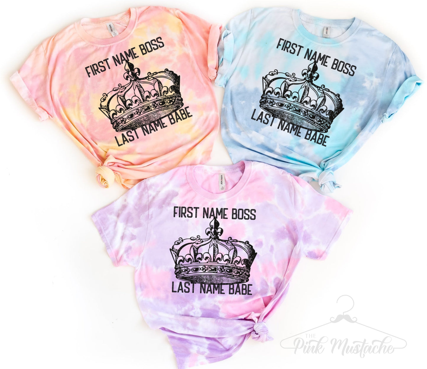 Tie Dye First Name Boss Last Name Babe Soft Style Tee/ Boss Babe Tee/ Southern Tee