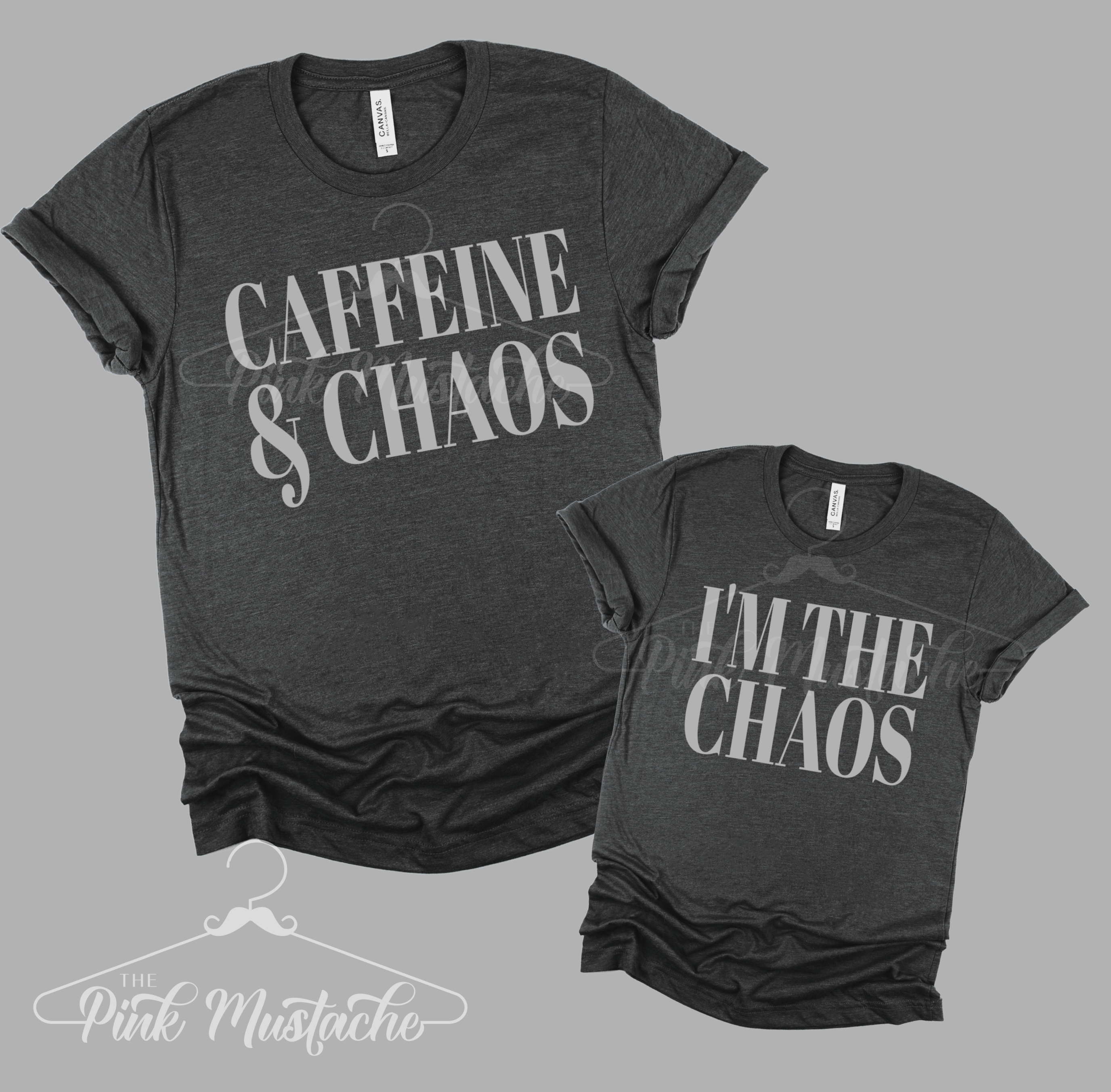 Caffeine and Chaos Sweatshirt Puff Vinyl Mommy and Me Shirtmama and  Minicaffeinatedtired Mamatoddlerhoodchaos Coordinatorwild Child 