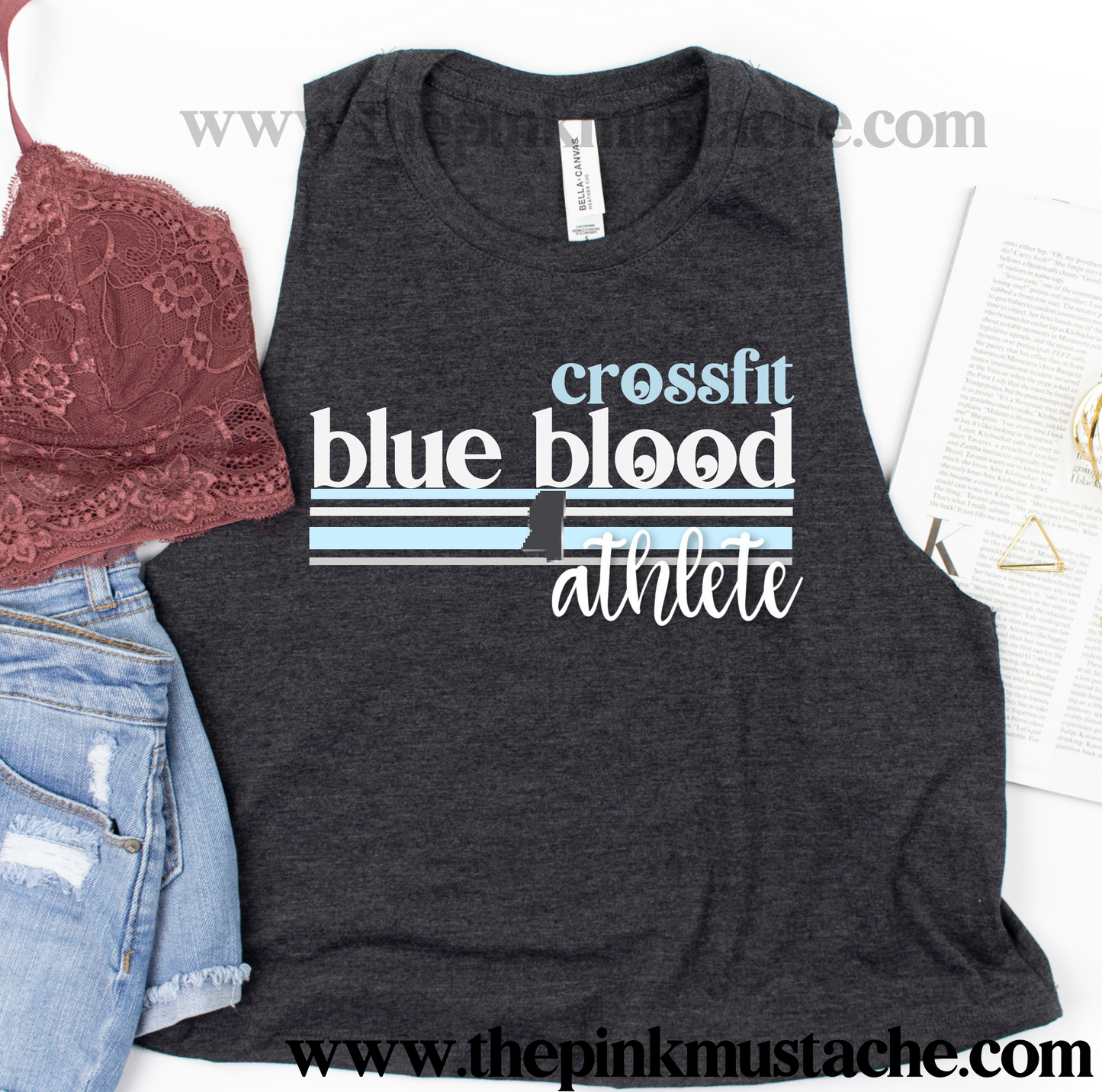 CFBB - Crossfit Blue Blood - Ladies Cropped Tanks - Bella Canvas Muscle Tanks