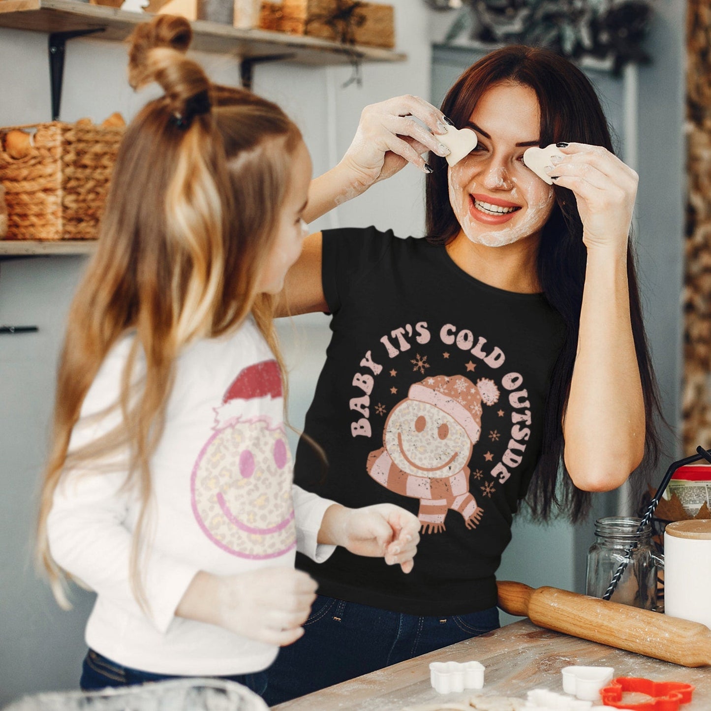 Leopard Jolly Smiley Christmas Santa Hat Shirt/ Long and Short Sleeve Softstyle Tees / Youth and Adult sizing