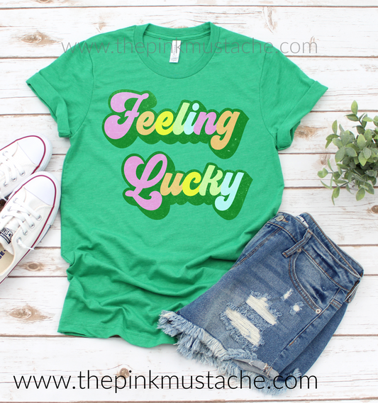 Feeling Lucky Watercolor Rainbow St. Patrick's Day Shirt SALE/ Kids and Adult Sizing/ Youth and Adult Mommy and Me Shirts