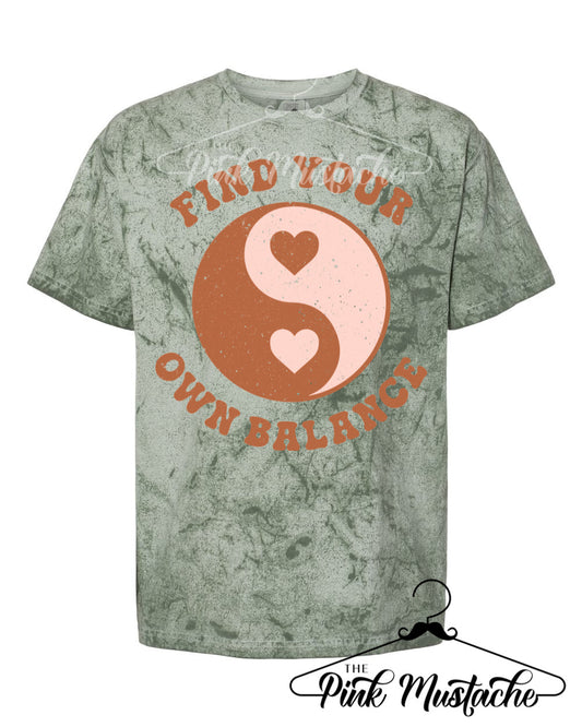 Comfort Colors Colorblast Find Your Own Balance Yin Yang Mental Health Tee- Sizes and Inventory Limited