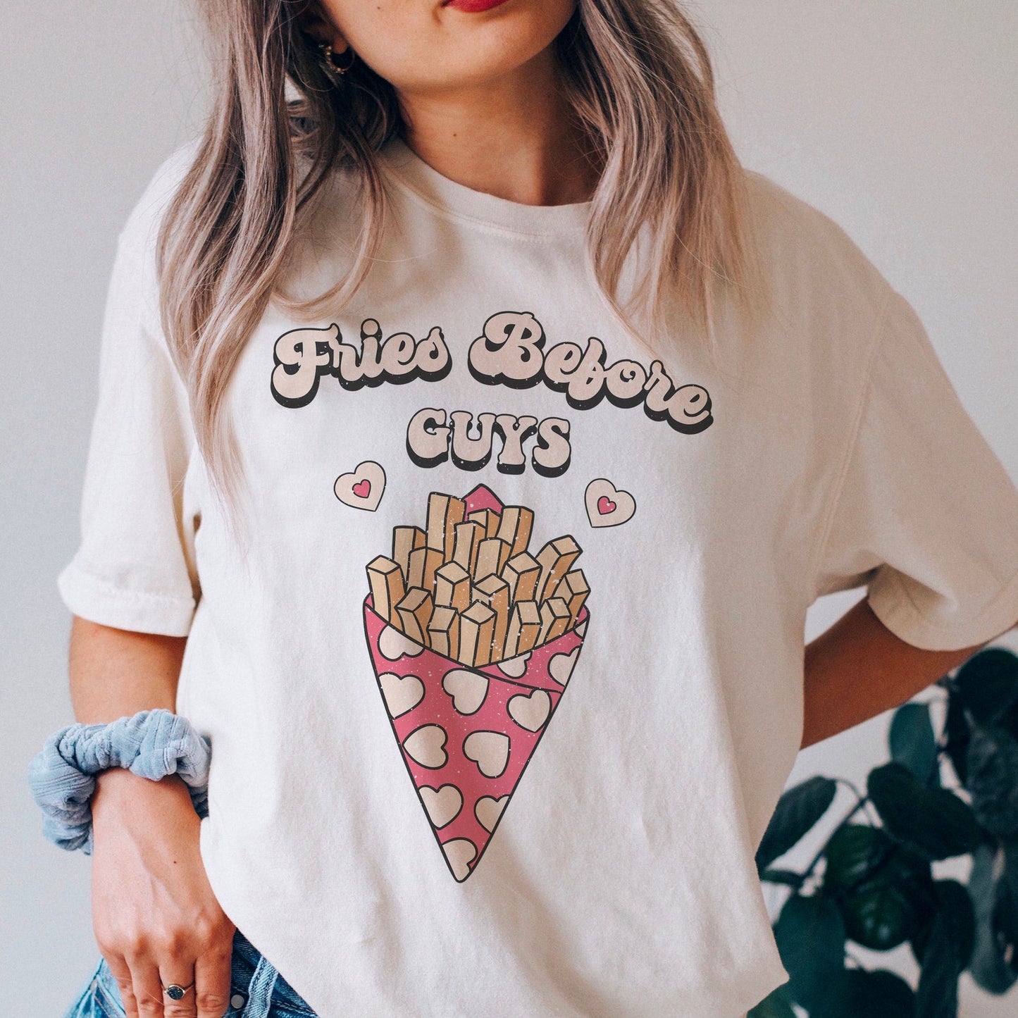 Fries Before Guys Retro Tee/ Super Cute Valentine's Tee - Youth and Adult Sizing Available