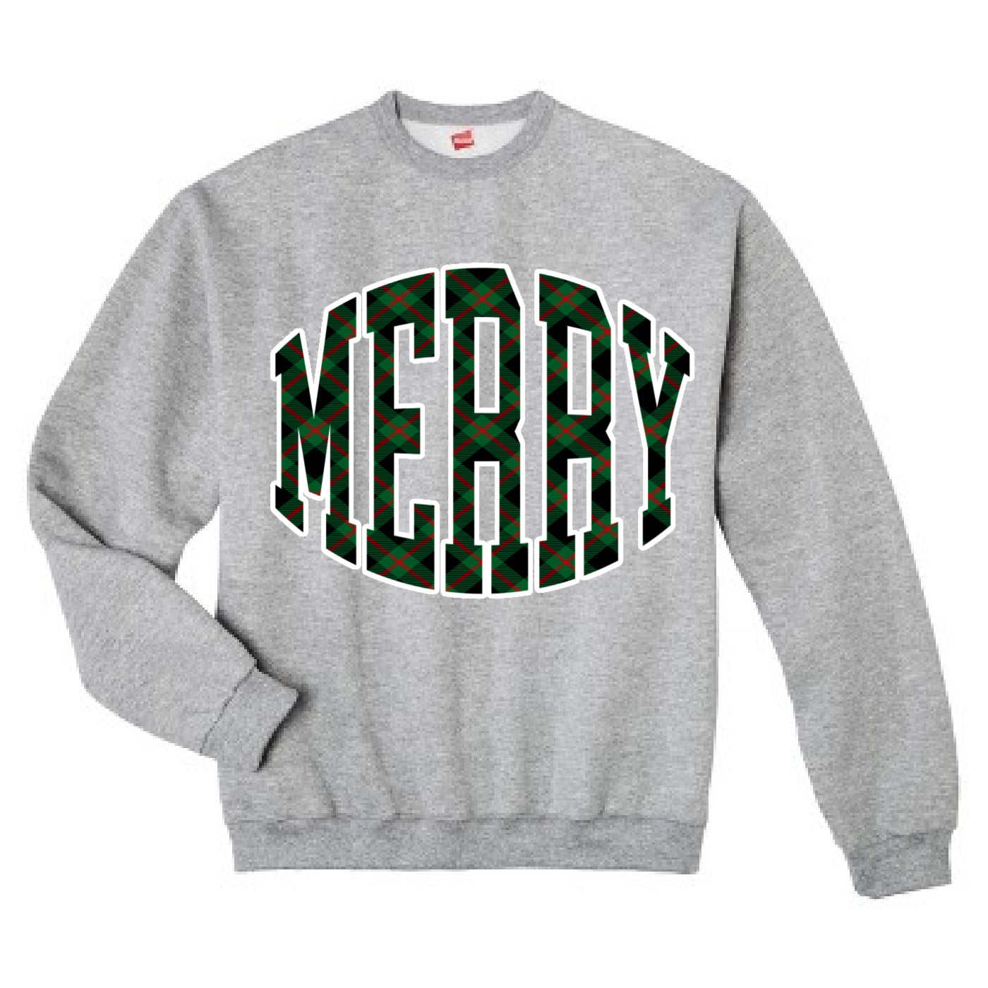 Comfort Colors, Gildan, or Bella Canvas - Merry Plaid Christmas Sweatshirt