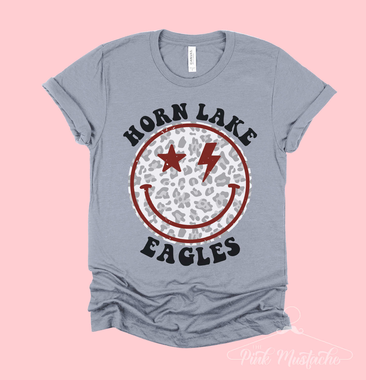 Horn Lake Eagles Smiley Leopard Shirt / DC -Desoto County Schools / Mississippi School Shirt
