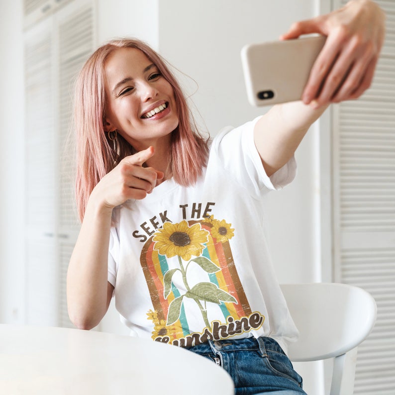 Seek The Sunshine - Retro Vibes Softstyle Bella Tee
