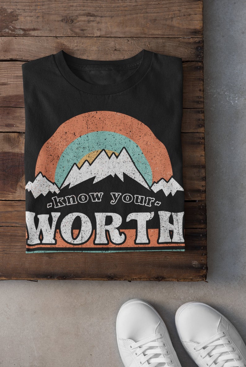 Know Your Worth - Retro Vibes Softstyle Bella Tee / Fun Hippie Vibes Tee/ Youth and Adult Sizing Available