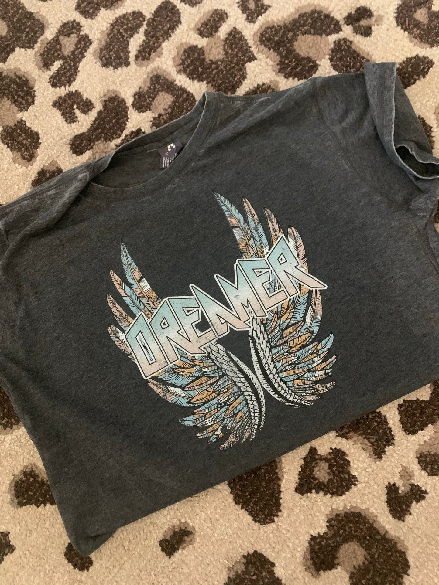 Acid Washed Dreamer Softstyle Hippie Rocker Tee/ Super Cute Dyed Rocker Tees - Unisex Sized/ Vintage Rock N Roll Styled Hippie Shirt