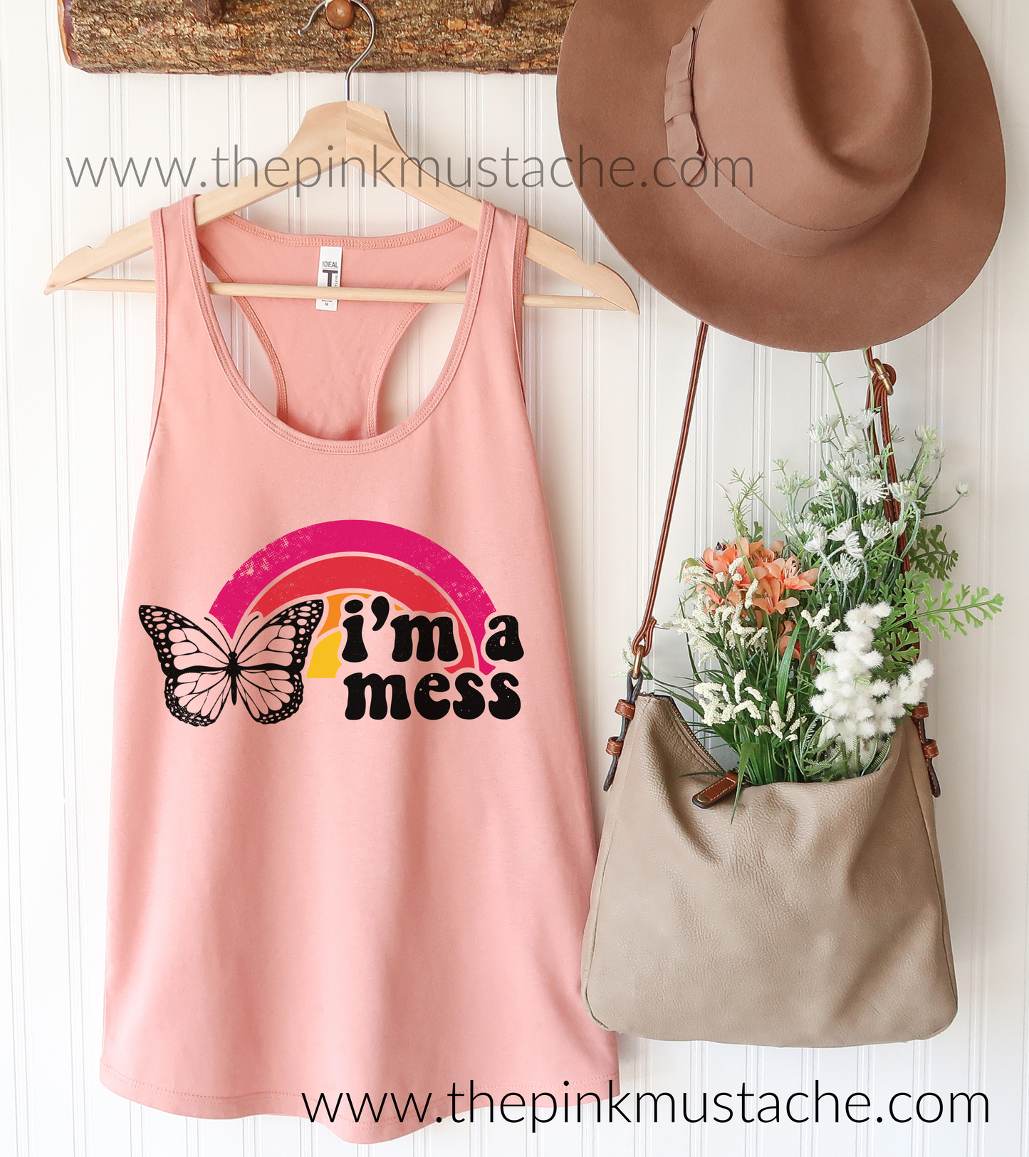 I'm A Mess Funny Racerback Tank Butterfly /I'm A Mess / My Hair My Car My House MY LIFE