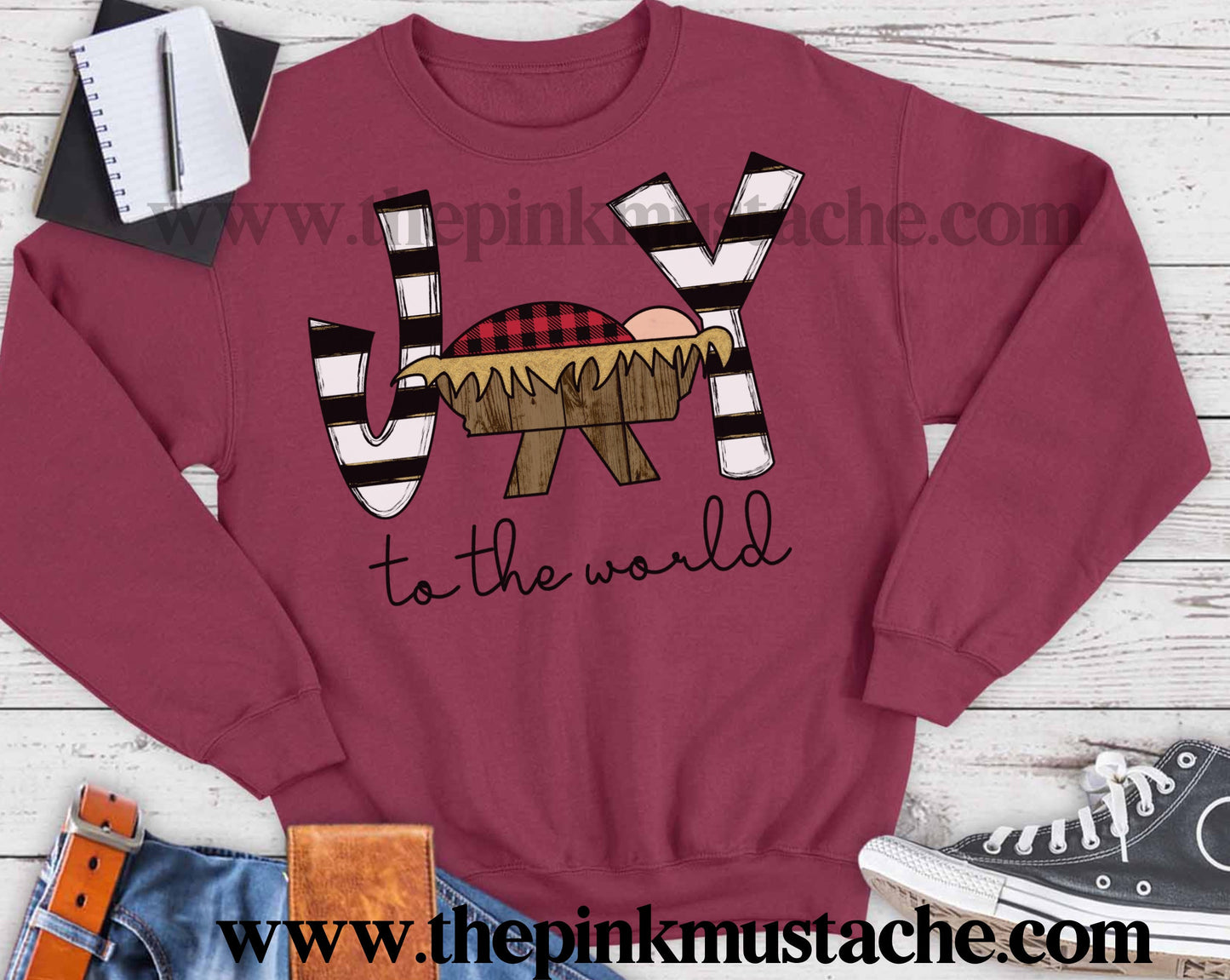 Joy To The World Christmas Manger Sweatshirt / Oversized Youth And Adult Christmas Sweatshirt