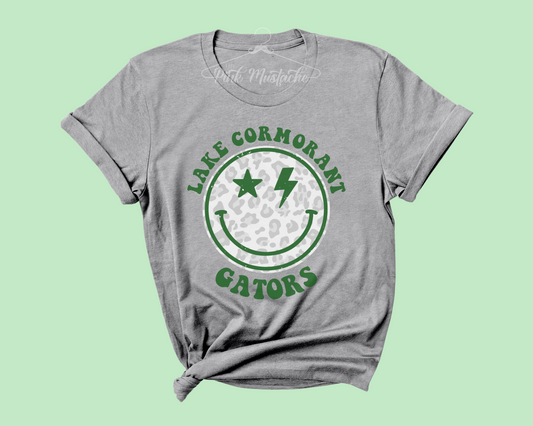 Lake Cormorant Gators Distressed Smiley Unisex Tee / Toddler, Youth, and Adult Sizes / Mississippi School Shirt