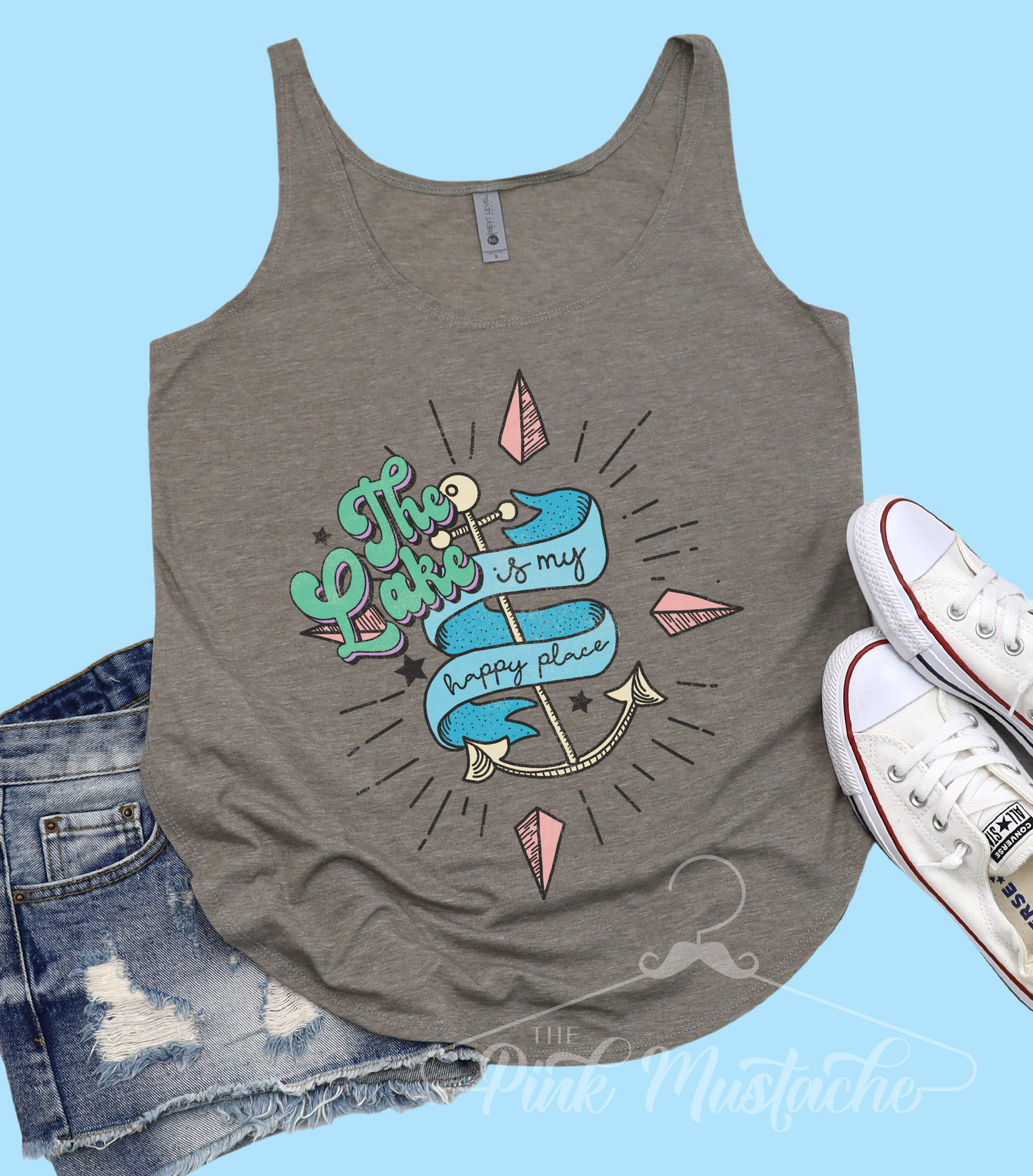 The Lake Is My Happy Place Summer Tank Top / Muscle Tank/ Lake Cover Up