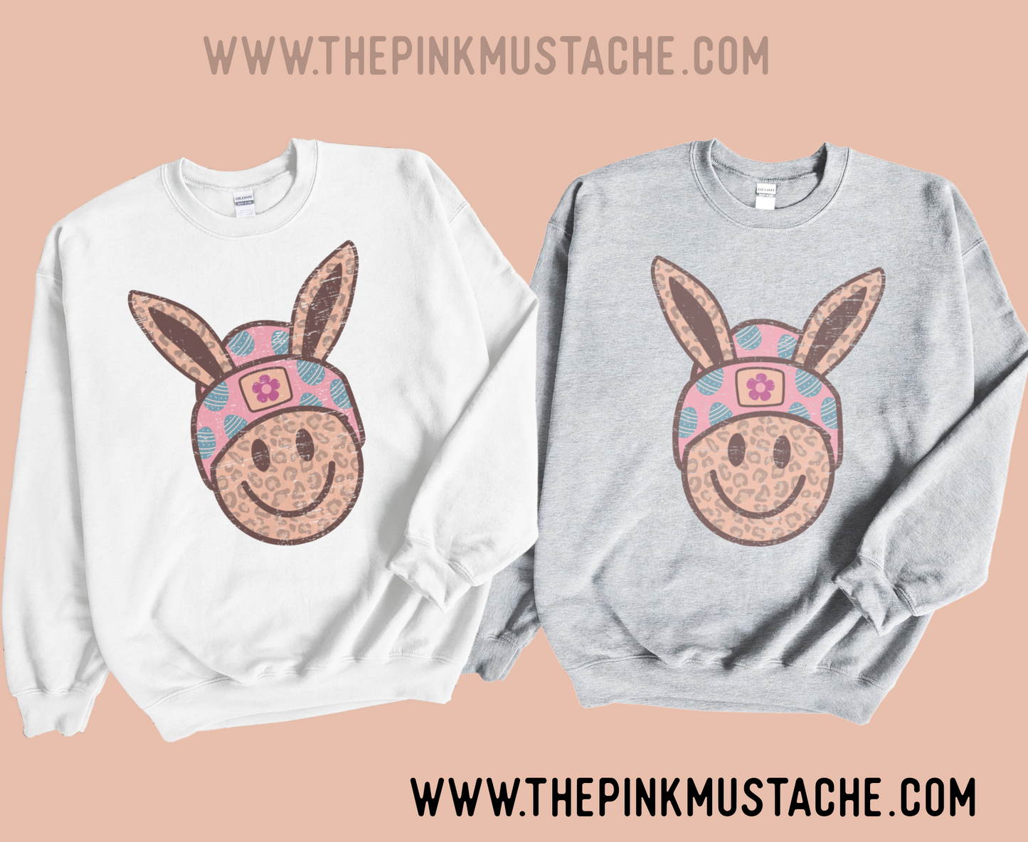 Leopard Bunny Unisex Easter Sweatshirt/ Easter Sweatshirt / Unisex Sized Sweatshirt/Toddler, Youth, and Adult Sizes