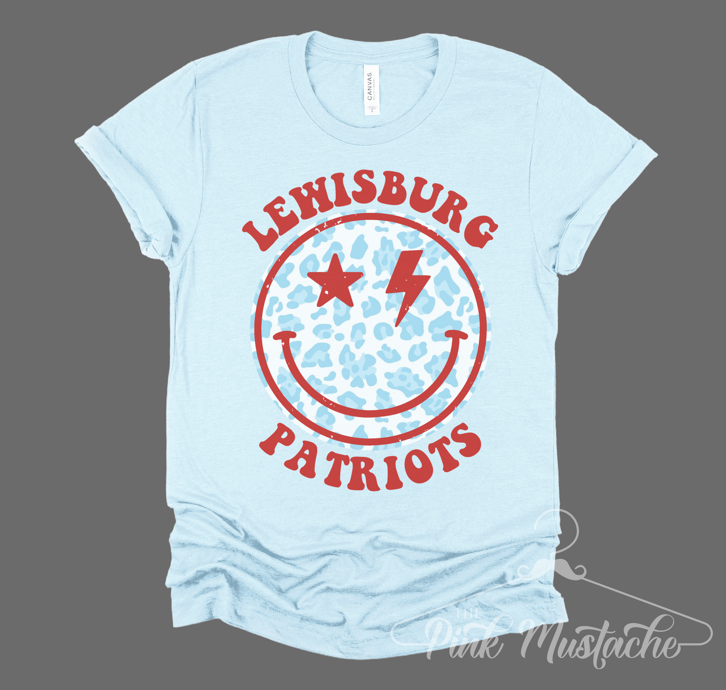 Lewisburg Patriots Distressed Smiley Unisex Shirt / Toddler, Youth, and Adult Sizes/ Lewisburg -Desoto County Schools / Mississippi School Shirt