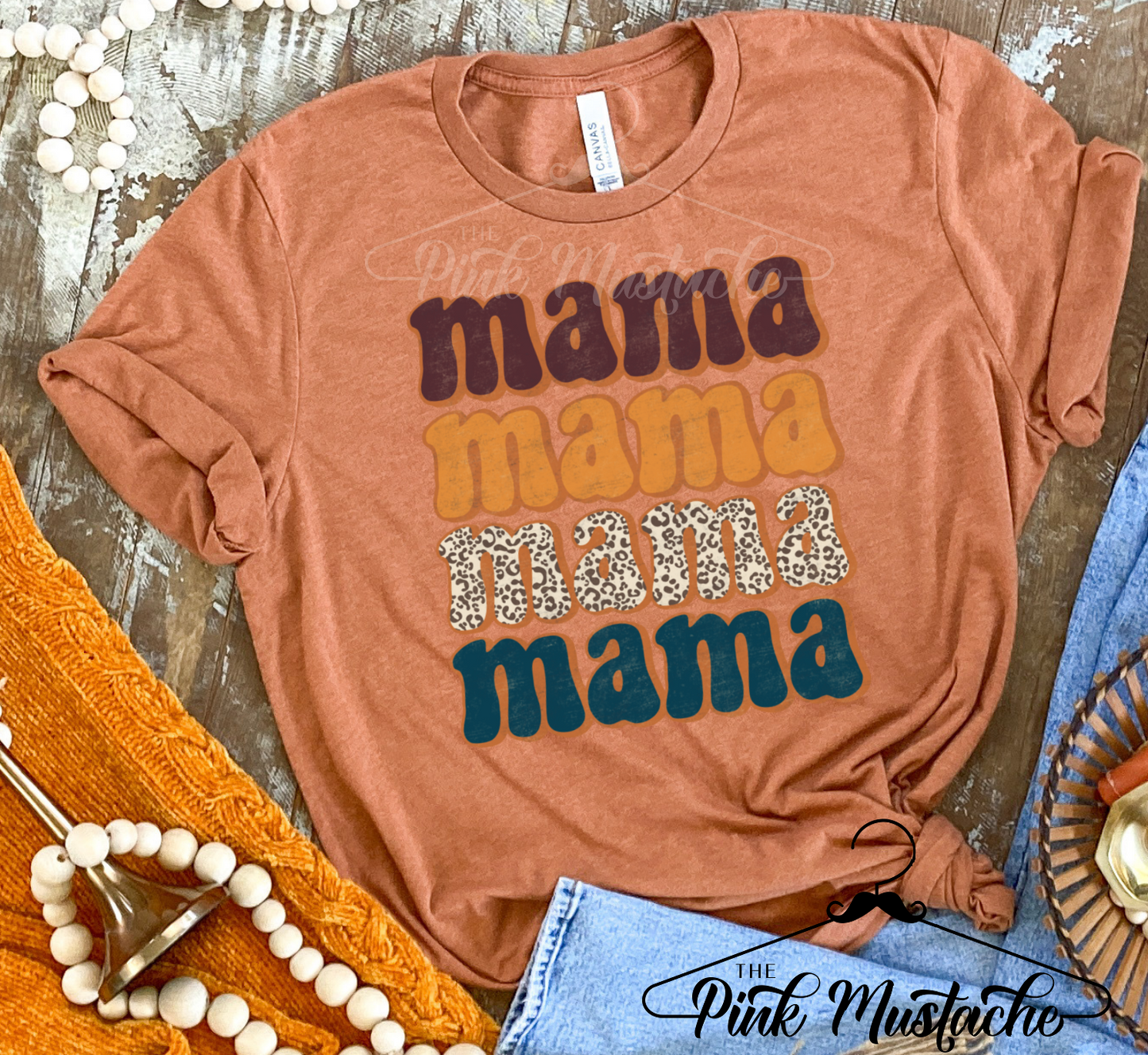 Heather Autumn Mama Stacked Retro Softstyle Tee