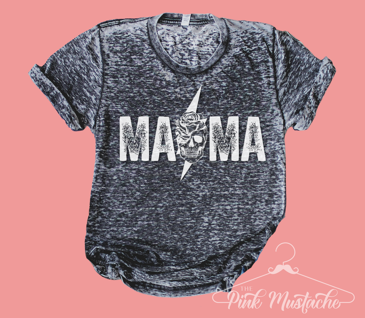 Acid Wash Skellie Mama Tee/ Mom Life/ Mama Skull Shirt/ Acid Washed Tees/