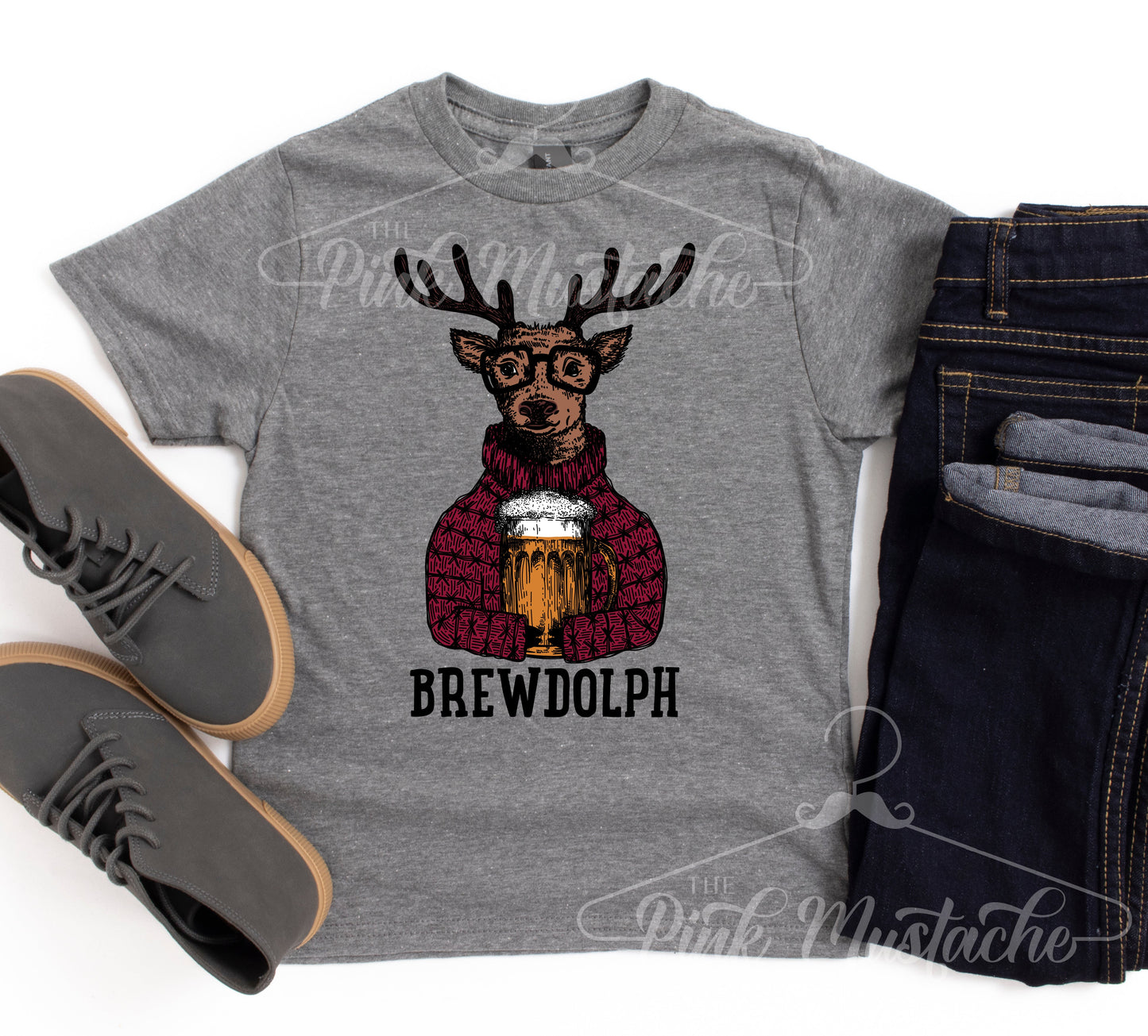 Mens Unisex Christmas Brewdolph Tee/ Mens Christmas Shirt/ Mens Christmas Gift