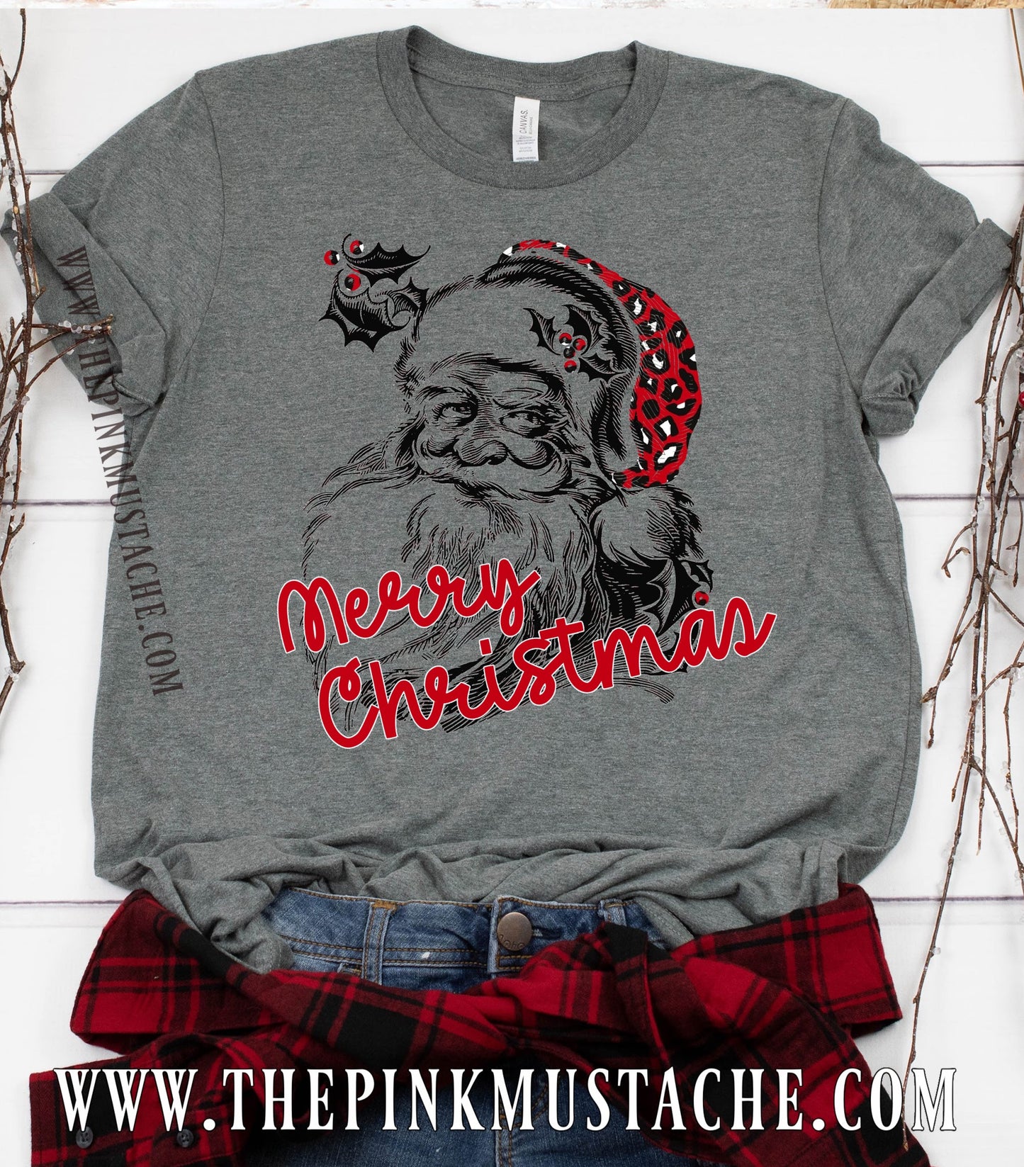 Family Merry Christmas Vintage Santa Shirt/ Short Sleeve Softstyle Tees / Toddler, Youth, and Adult sizing