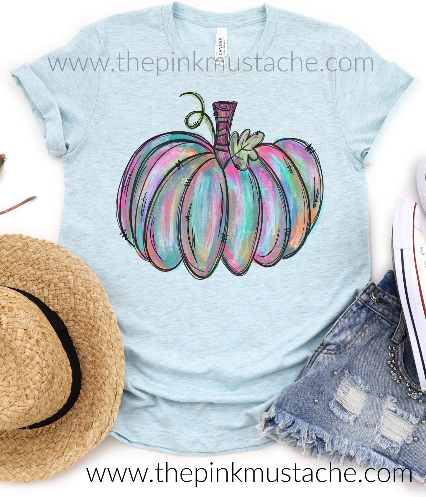 Fall Hand Painted Pumpkin Watercolor Tee/ Hello Fall Shirts Youth and Adult Shirts /Fall Style