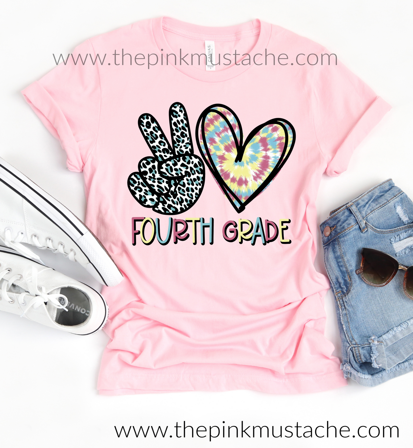 Peace Love Kindergarten Through 6th Grade Tee - Leopard Tie Dye Tee / Back To School Tees