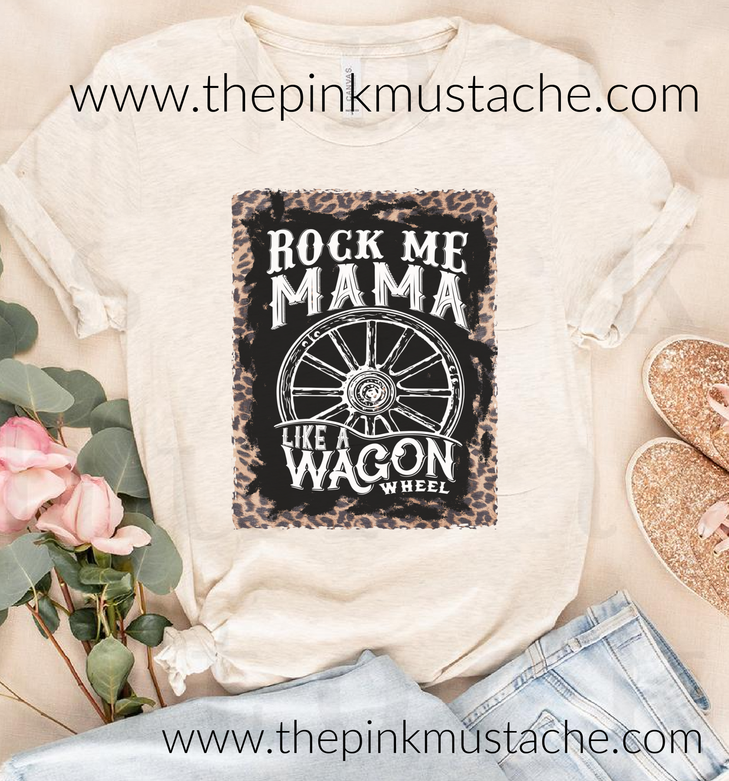 Rock Me Mama Tee /Youth and Adult Sizes Available/ Country Western Unisex Softstyle T-Shirt/ Wagon Wheel