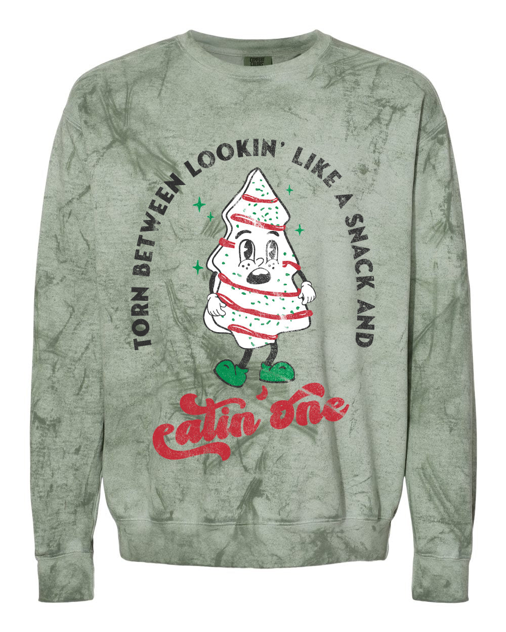 Comfort Colors Color Blast Torn Between Lookin Like a Snack and Eatin One Sweatshirt/ Unisex Funny Christmas Sweatshirt