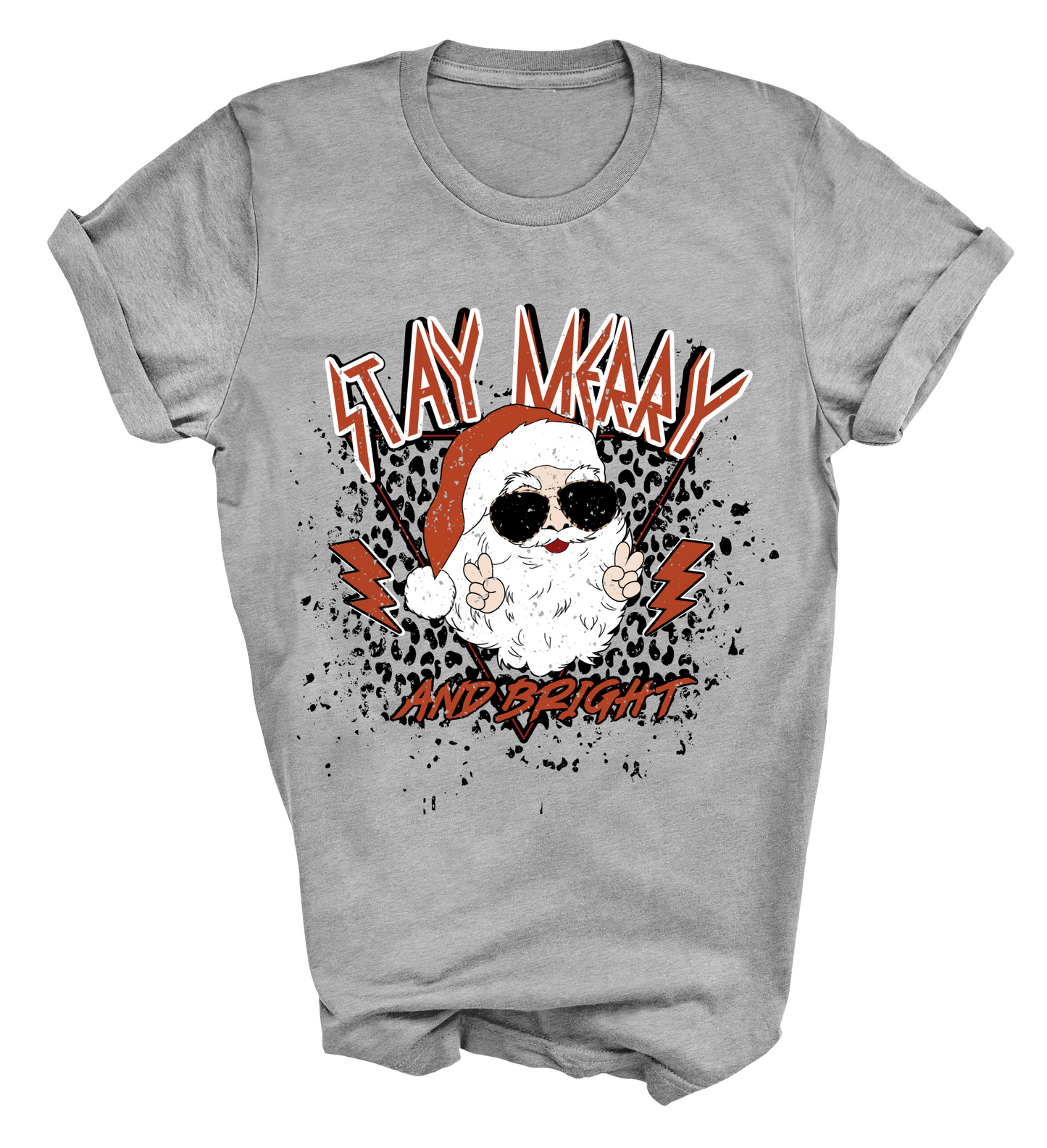 Bella or Comfort Colors Stay Merry and Bright Santa Rockin' Tee/ Super Cute Christmas Shirt