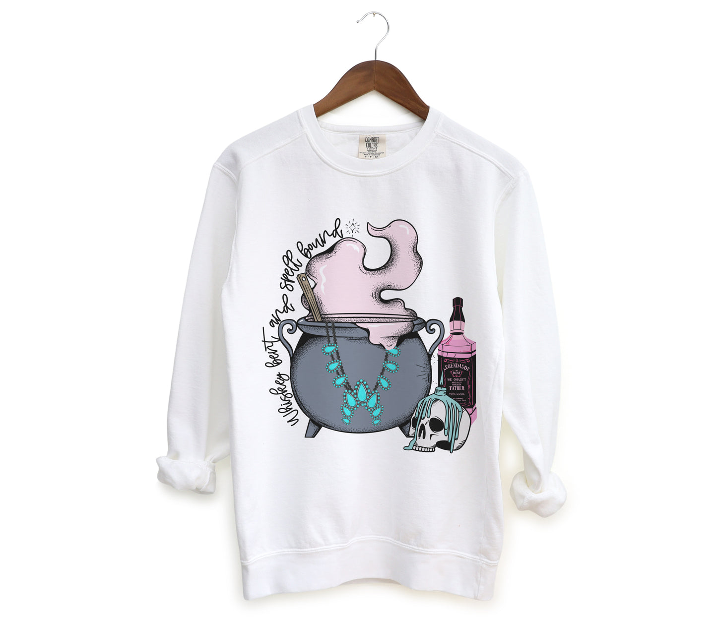 Gildan or Bella Canvas Whiskey Bent and Spell Bound- Western Halloween Sweatshirt - Adult Sizes