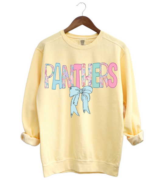 Panthers Comfort Colors Butter Sweatshirt with Bow