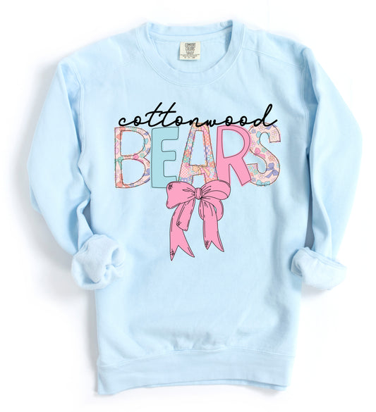 Comfort Colors Cottonwood Bears Bow Sweatshirt - Adult Sizes