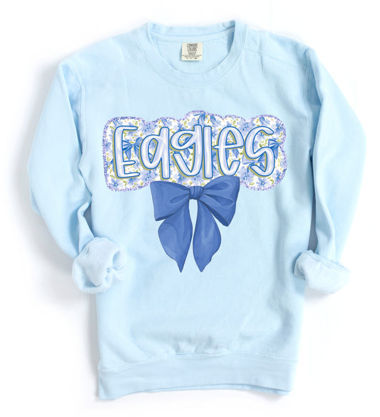 Comfort Colors Eagles Bow Sweatshirt - Adult Sizes