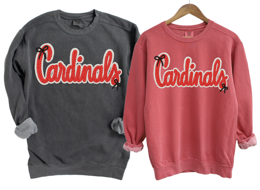 Cardinals Comfort Color Brand Faux Yarn Sweatshirt/ Adult Sizes - Youth Sizes will be Gildan Brand