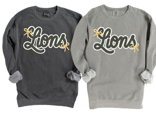 Lions Comfort Color Brand Faux Yarn Sweatshirt/ Adult Sizes - Youth Sizes will be Gildan Brand