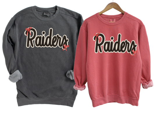 Raiders Comfort Color Brand Faux Yarn Sweatshirt/ Adult Sizes - Youth Sizes will be Gildan Brand