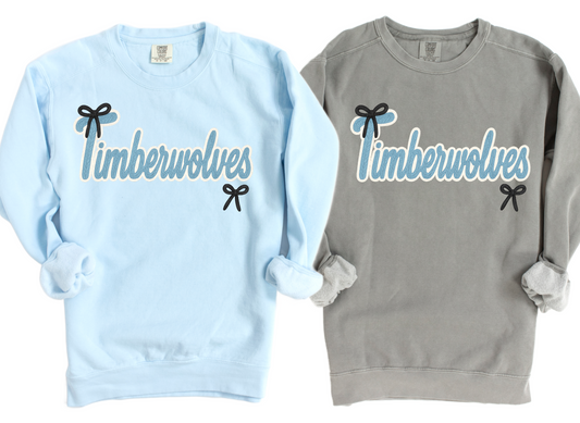 Timberwolves Comfort Color Brand Faux Yarn Sweatshirt/ Adult Sizes - Youth Sizes will be Gildan Brand