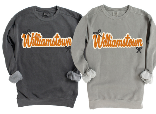 Williamstown Comfort Color Brand Faux Yarn Sweatshirt/ Adult Sizes - Youth Sizes will be Gildan Brand