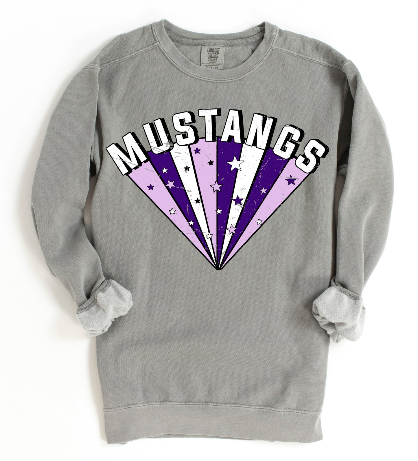 Comfort Colors Mustangs Starburst Sweatshirt /  Adult Sizes / Lipscomb Mustangs/ Multiple Colors