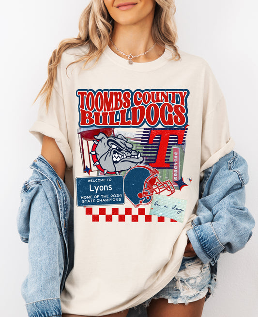 Ivory Toombs County Bulldogs Collage Tee/ Youth and Adult Sizes